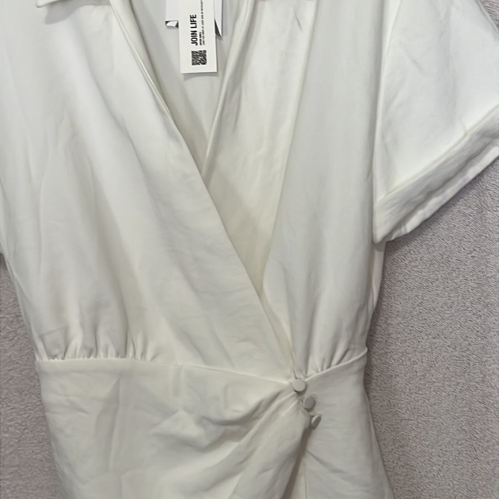 Zara NWT Bloggers Favorite White Short Wrap Dress Size Medium - Picture 2 of 12